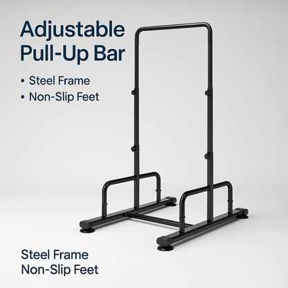 Free-standing pull-up bar station with steel frame and non-slip feet