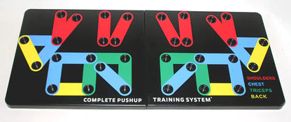 W-shape push-up board showing colour-coded hand positions